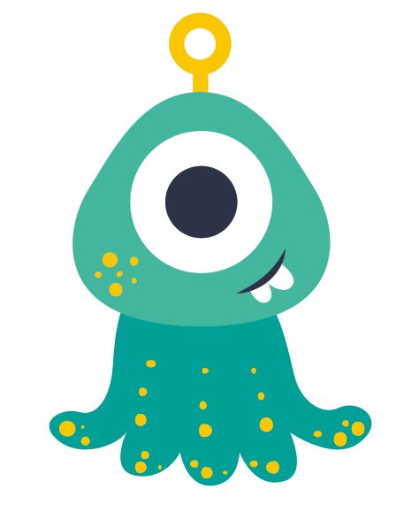 blue squid one eye monster - Colourfast Graphics