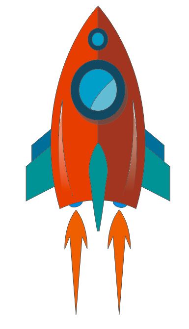 Red and blue rocket - Colourfast Graphics